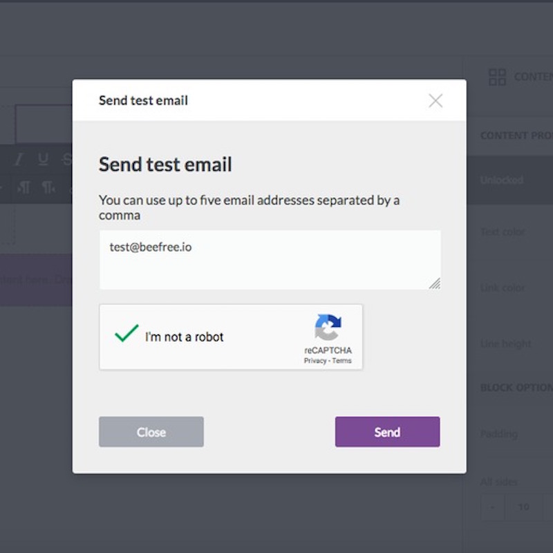 send test email with bee