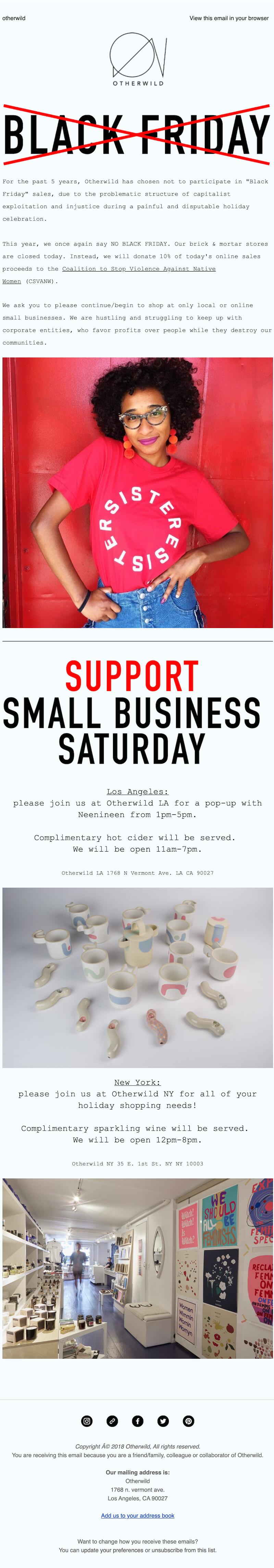 small business saturday email example