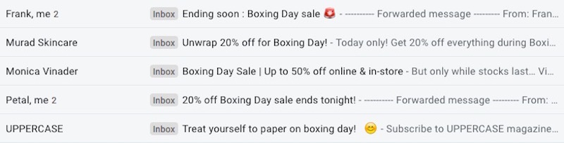 boxing day email subject lines