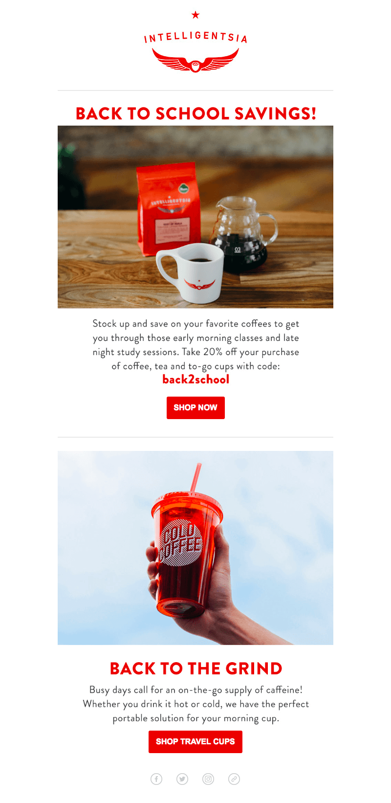 Intelligentsia back-to-school sales emails