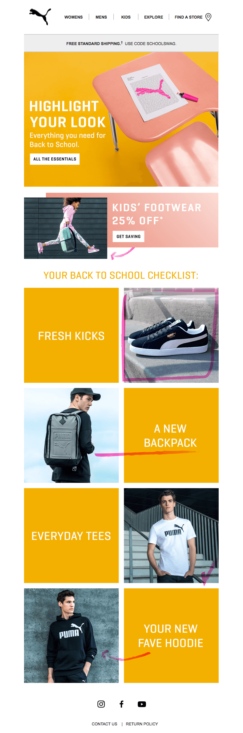 Puma back-to-school sales emails