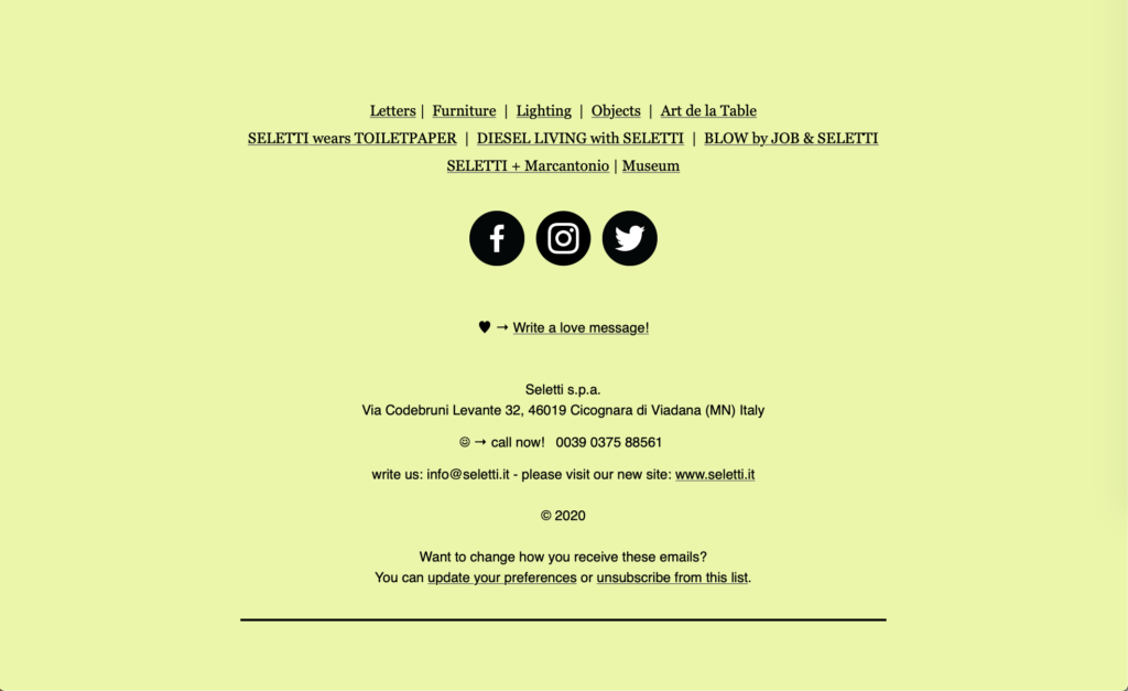 Seletti Email Design Footer