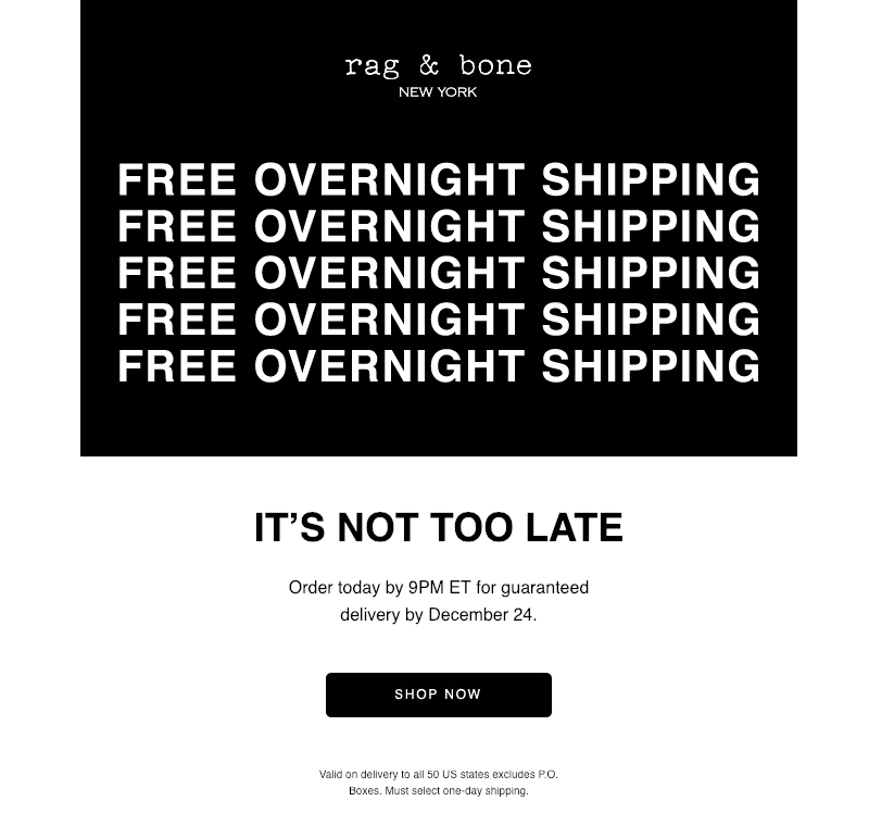 rag and bone last chance email campaign