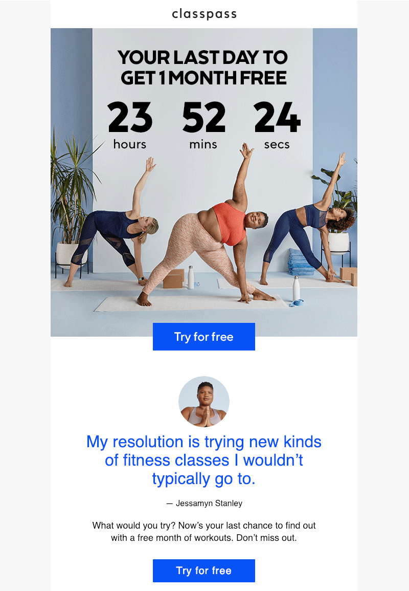 classpass last chance email marketing