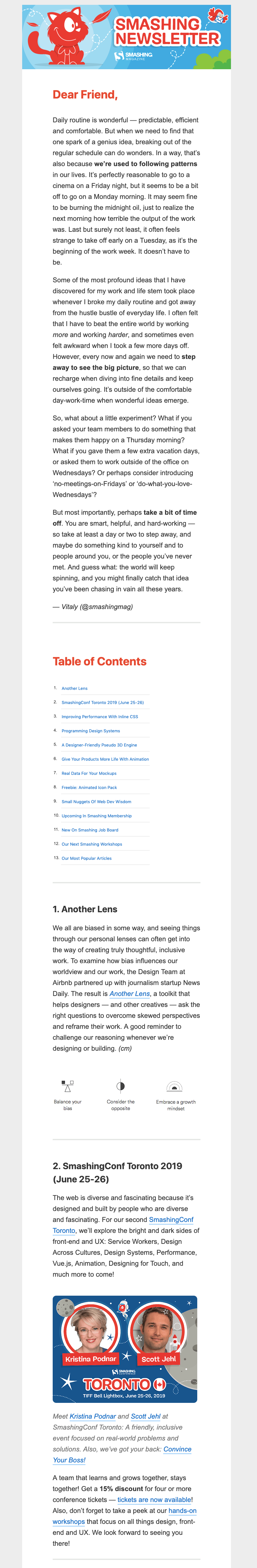 smashing magazine newsletter content strategy