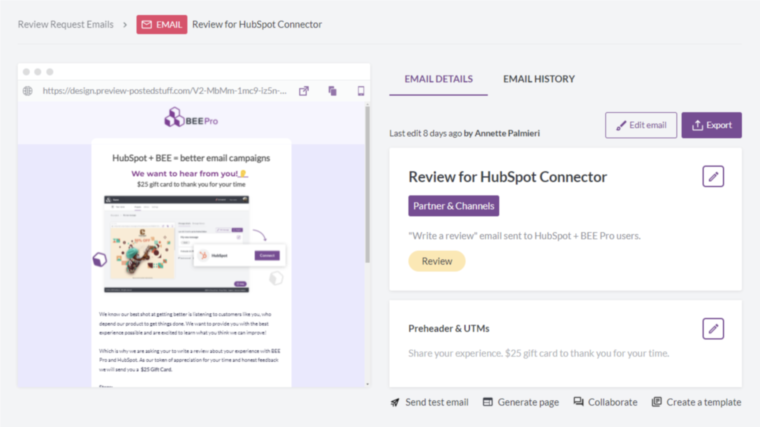 BEE Pro Integration with HubSpot