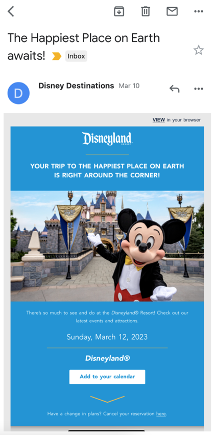 Disney mobile design email inspiration