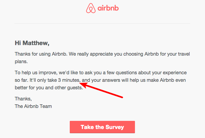 Airbnb feedback request email 