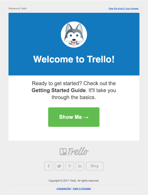 trello welcome email