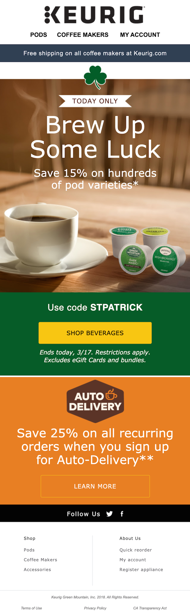 st. patrick's day marketing email