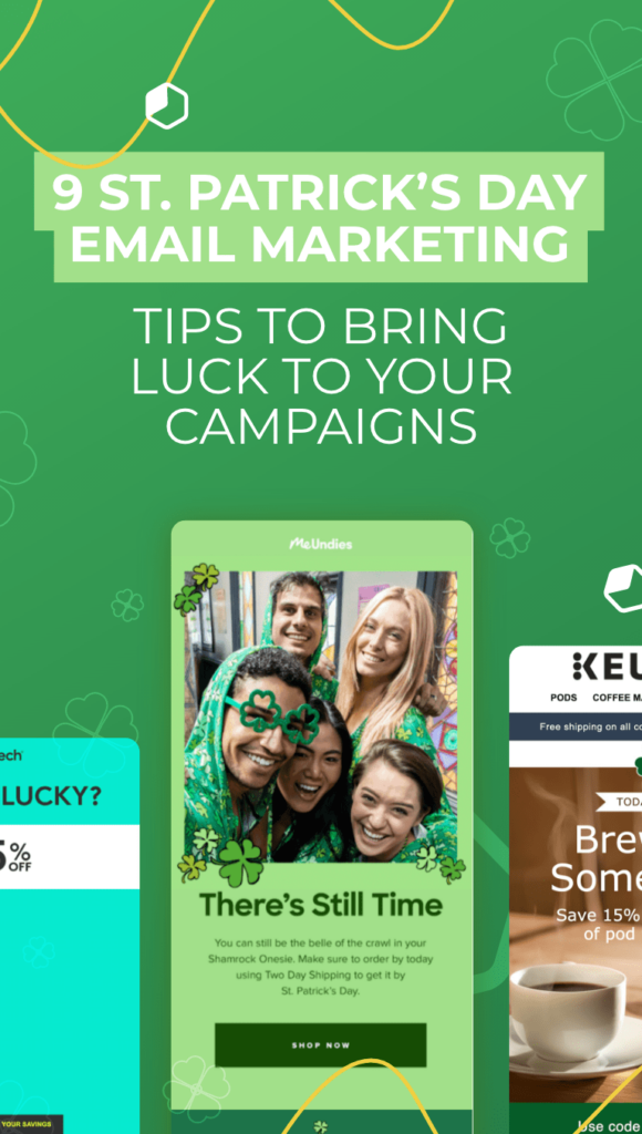 three email layout with people and green background