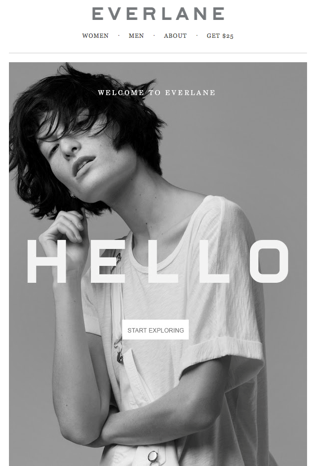 Everlane welcome newsletter