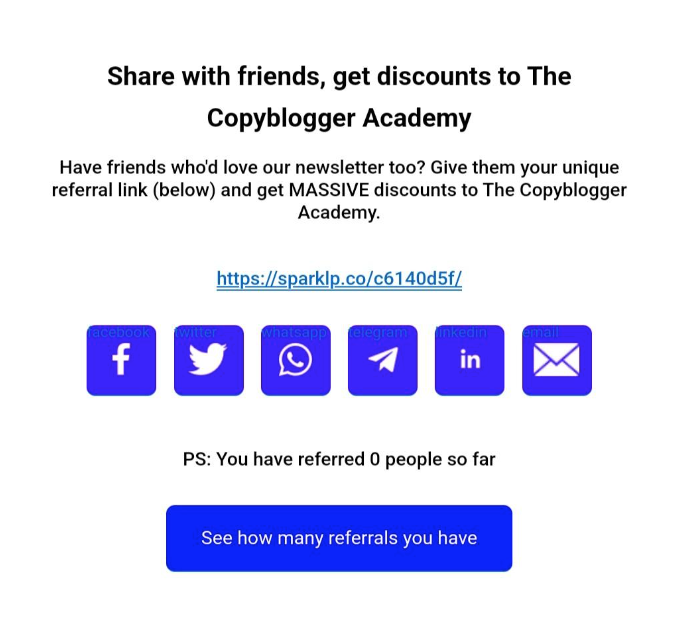 copyblogger social sharing buttons on email newsletter