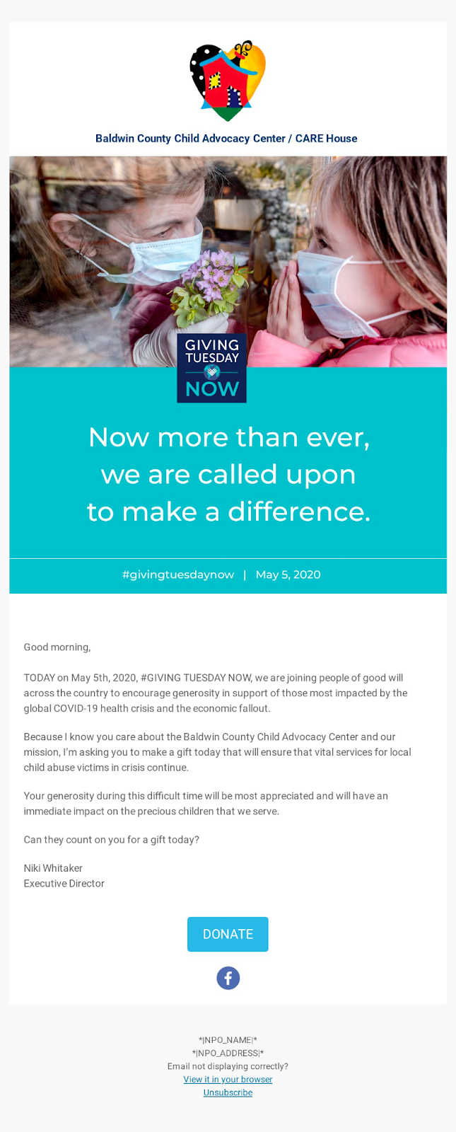 giving tuesday email newsletter example