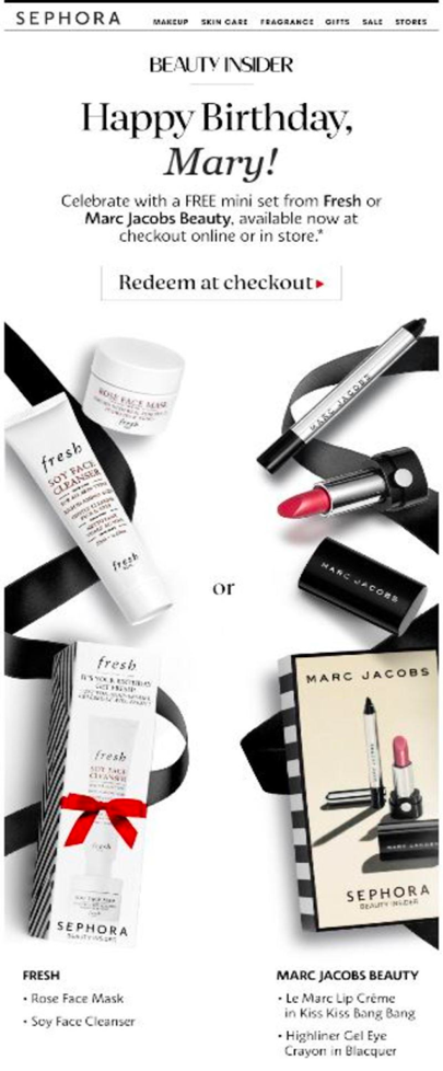 sephora beauty insider exclusive birthday email